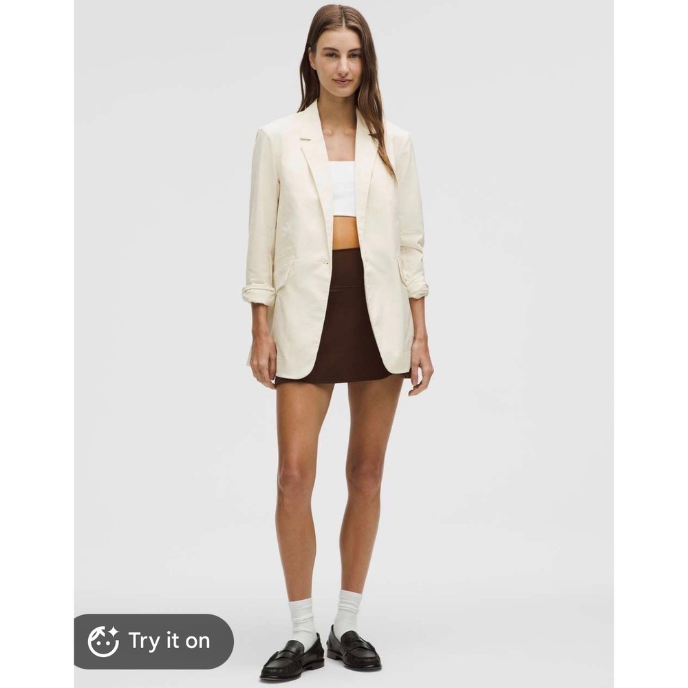NWOT Lululemon New Venture Blazer Bone White Cream Longline Jacket Womens M